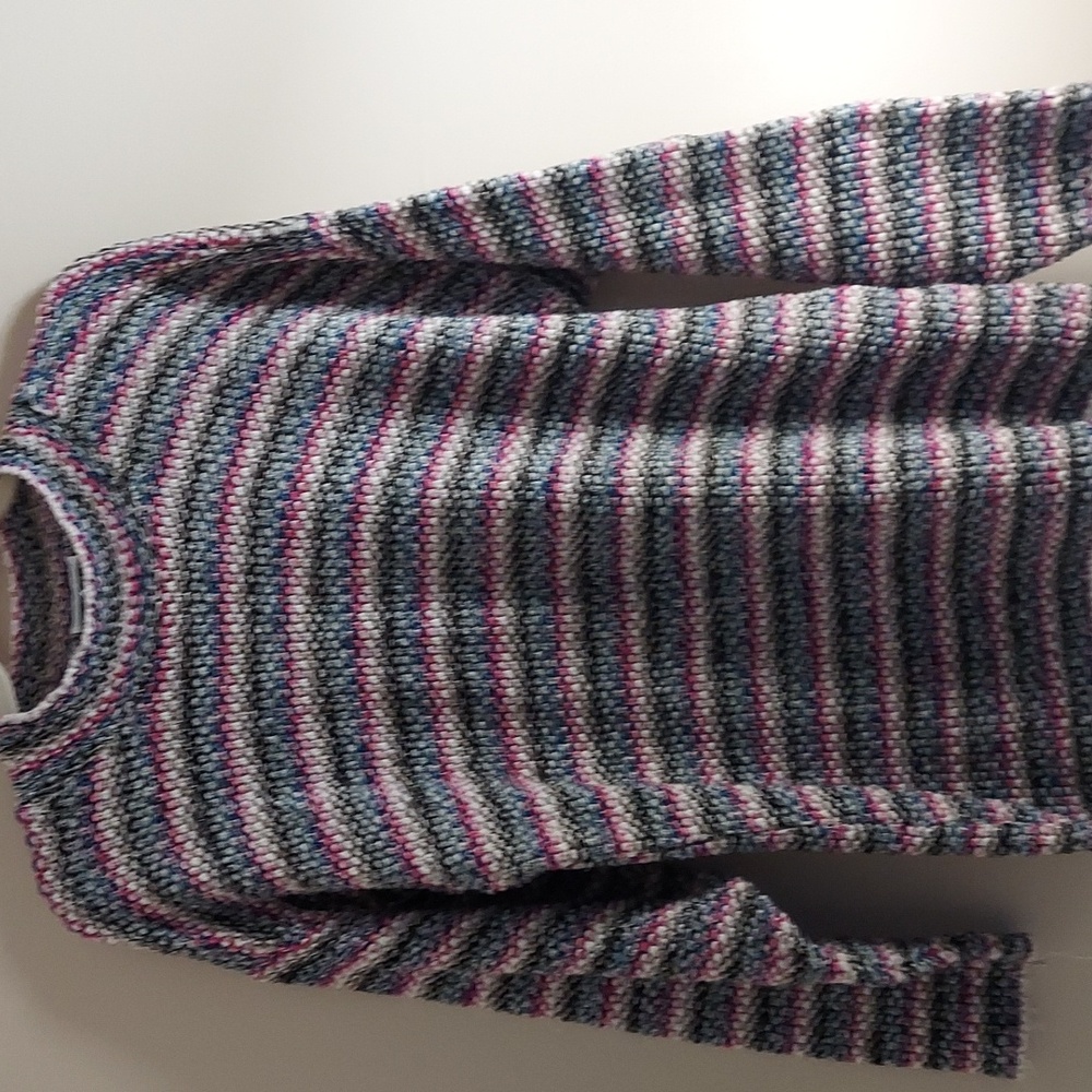 Sostanza Vintage woven knit L/S Crew sweater Top Sz L